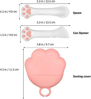 3 Pcs Pet Food Can Lids & One Can Spoon | Cute Paw Shape Opener Spatula Cat Wet Food Spoon | Universal BPA Free Silicone Can Spoon & Covers for Dog Cat Cans(Pink)