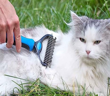 Upgraded Undercoat Rake for Dogs, Cat Dematting Tool, Perfect Deshedding Brush and Grooming Rake for Tangles, Knots or Mats Removal